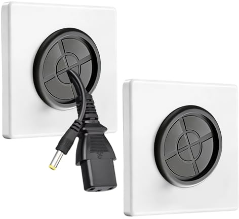 Cable Entry Cover 2 Pcs, Wall Cable Cover White Cable Brush Plate Tv Cables Hider Wire Covers for Cables Single Gang Brush Panel for Covering Outlets Receptacles and Tidying Cords for Cables