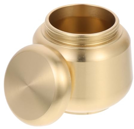 WRITWAA Mini Urna para Restos de Cobre Dorado, Portátil Tamaño Pequeño, Diseño Redondo Adecuado para Guardar Restos en Hogar o Bolsa