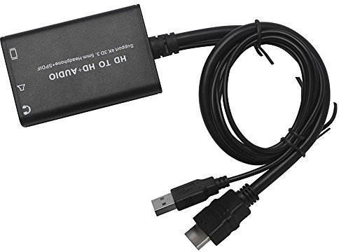 HD para HD y audio convertidor w/3,5 mm auriculares y extractor de audio SPDIF Adaptador estéreo HD Compatible con 4 K x 2 K 3d