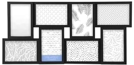 MELANNCO 8-Opening Collage Picture Frame for Wall, Holds Eight 4x6 Photos, Black Plastic, Horizontal or Vertical Hanging, 23.5 x 11.5 Inches