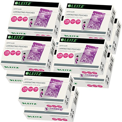 Leitz Heißlaminierfolien, Glänzend, transparent, 60 x 90 mm Folienstärke 125 mic, 1000er Pack, 73690002