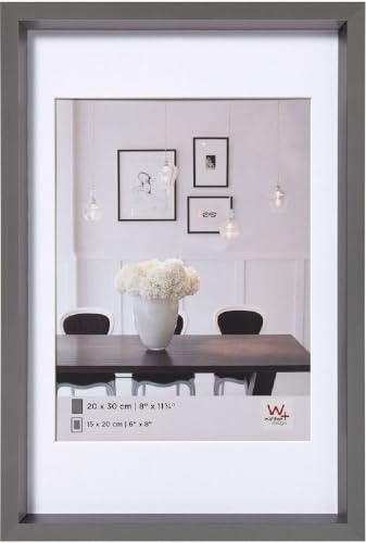 walther design Bilderrahmen stahl 40 x 60 cm mit Passepartout, Steel Style Kunststoffrahmen ES460D