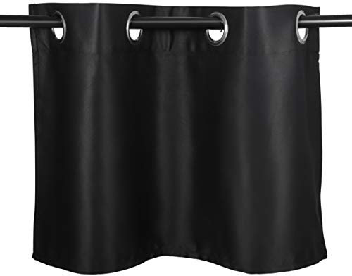 VORCOOL 1pcs Scheibengardine Blickdicht Vorhänge mit Ösen 74 x 46 cm Dekoschal für Küche Wohnzimmer Schlafzimmer (Schwarz)