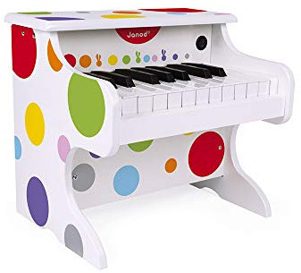 Janod - Il Mio Primo Pianoforte Elettronico Coriandoli (Legno), Strumento Musicale per Bambini, Giocattolo Di Imitazione e Risveglio Musicale - Da 3 Anni in su, J07618