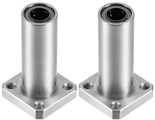 sourcing map LMK8UU Extra Long Square Flange Linear Ball Bearings, 8mm Bore Dia, 15mm OD, 45mm Length(Pack of 2)