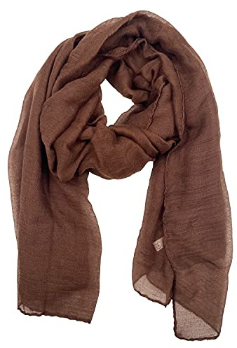 woogwin Women's Cotton Scarves Lady Light Soft Fashion Solid Scarf Wrap Shawl (One Size, coffee)