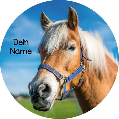 Lion-Decor GmbH Tortenaufleger Pferd mit Wunschname / 20 cm Ø, Ideal für eine rasche und schöne Verzierung Ihrer Torte, 1 Stück, Braun, Geburtstag