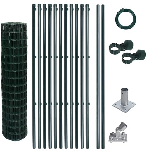 ESTEXO Schweißgitter Gartenzaun Set Komplettset Zaun Gartenzaunset Zaunset Drahtzaun Gitterzaun mit Aufschraubhülsen (1,2 x 25 m)