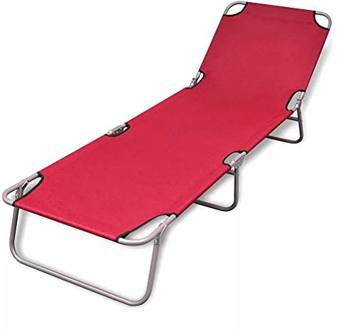 TEWTX7 Gartenliege, Sonnenliege, klappbar Dreibeinliege, Loungesessel mit Verstellbarer Rückenlehne, wetterfest, Pulverbeschichtetem Stahlrohr Das Gestell, 189 x 58 x 27 cm