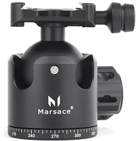 Testa a sfera MARSACE XB-2 a 360 gradi con forza di bloccaggio ridotta, 56 mm, per treppiede, monopiede, DSLR, videocamera, carico massimo 40 kg