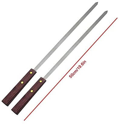 Stainless Steel BBQ Skewers Long Handle Barbecue Needle Fork Shish Kebab Turkish Grill Skewer Camping Panic Tool (6pcs)
