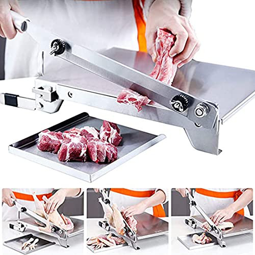 Manuelle Gefrorene Fleischschneidemaschine, Edelstahl-Knochenschneidemaschine, kommerzielle Rindfleisch-Hammel-Rollenschneidemaschinen, einstellbare Dicke für Fleisch (0,1–1 mm) für Restaurant, Küch