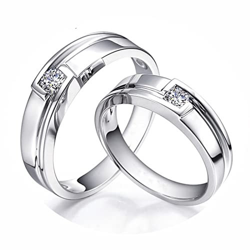 AMDXD Platin PT950 Ringe Diamant 0.25ct, Preis für 2 Eheringe Klassiker Design Verlobungsring Diamantring Solitärring, Damen 53 & Herren 67, Echte Goldschmuck
