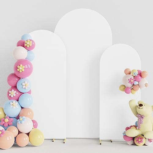 Putros Hochzeitsbogen-Abdeckung, Set mit 3 weißen Spandex-Bogen-Abdeckung für runde Oberseite, Chiara-Hintergrund, Ständerabdeckungen für Hochzeit, Geburtstag, Party, Dekoration, 1,2 m, 1,5 m, 1,8 m