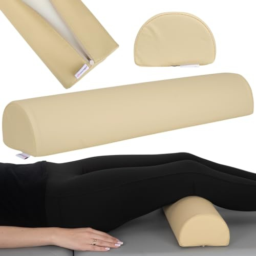 Knierolle Lagerungsrolle 60cm x18 x12cm für Therapie und Massage (Beige) | Lagerungskissen MDR-Zertifizierung, Halbrolle Physiotherapie für Massageliege, Comfy-Base-Polsterung