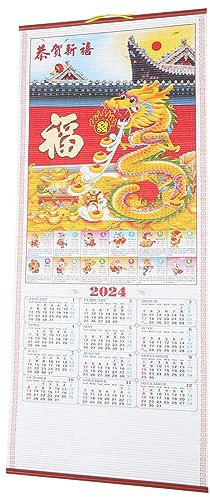 DOITOOL Calendrier Mural Chinois 2024 Année Du Dragon Calendrier Suspendu Fengshui Calendrier Mensuel Porte- pour La Fête Du Printemps de Fête Du Nouvel an