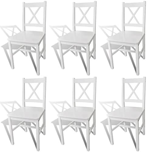 ADWOA Esszimmerstühle 6 STK. Weiß Kiefernholz StüHle Esszimmer 6er Set KüChenstüHle Esstisch StüHle