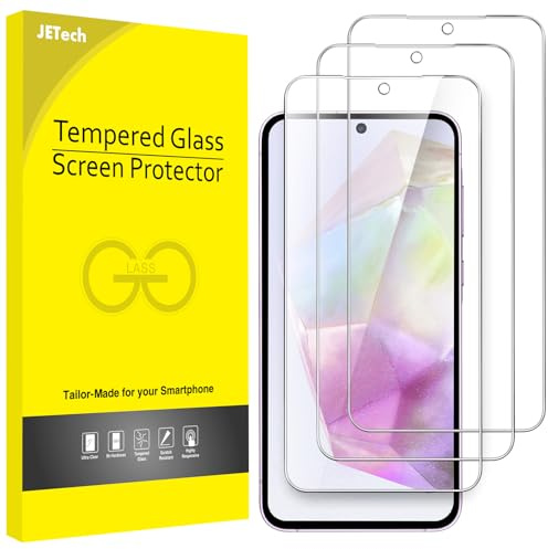 JETech Skärmskydd för Samsung Galaxy A35, 3-Pack | HD-Klar, Anti-Skrapa, 9H Reptåligt Härdat Glas