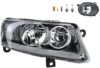 Johns, Scheinwerfer Halogen Front Haupt passend für Audi A6 4F 05/04-09/08 H7 H1 Rechts + Nebelscheinwerfer + Leuchtmittel