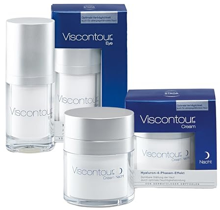 Bundle aus VISCONTOUR Eye Augengel - Straffende Augencreme mit Hyaluron 50ml + VISCONTOUR Cream Nacht - Nachtcreme mit Hyaluron 50ml
