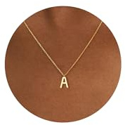 HANLI Gold Necklace for Women - Initial Necklaces for Women - 14k Gold Plated Dainty Letter A Necklace Custom Name Necklace Jewelry Gifts for Her