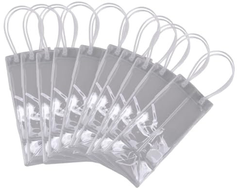 NONDK 10 Pièces Sac à Glace Sac en PVC Transparent Sac Isotherme pour Bouteille de Vin Portable Sac à Glace pour Champagne avec Poignée