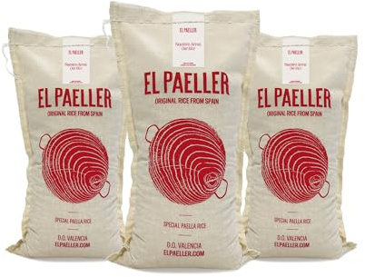 EL PAELLER - Riz Paella | Variété Albufera D.O.Valencia | Idéal pour les paellas et les plats de riz | Paquet de 3 unités de 1kg.