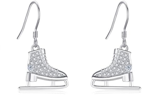 DAYLINLOVE Pendientes Skater S925 de plata de ley con charm de patín de hielo, para amantes de los deportes, joyas regalos para mujeres, niñas, mamá, damas, No es una piedra preciosa