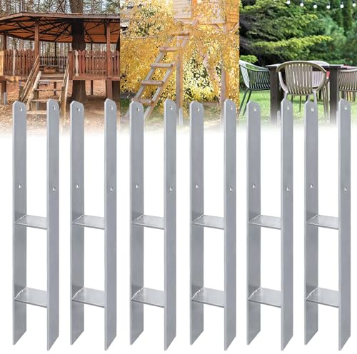 ACXIN H-Pfostenträger H-Anker Pfostenanker Set in Stahl mit Beschichtung, für feste Installationen im Freien, 91x600mm, 5mm Materialstärke (6 Stück)