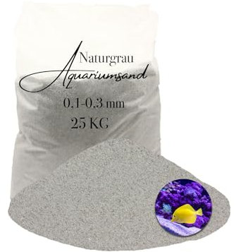 Aquariumsand Aquariumkies 25 kg 0,1-0,3 mm hellgrau gewaschen kantengerundet Quarzsand