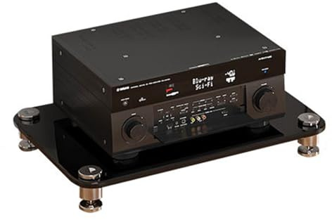 LYXWGRZD Audio Rack HiFi Regal, HiFi Rack mit gehärtetem Glas, Multifunktions-Phonoschrank, Record Player Stand for Besprechungs-, Wohn- und Aufnahmeräume(Nero,10cm/3.9in)
