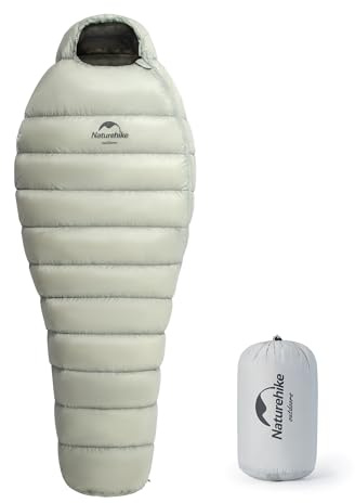 Naturehike Daunenschlafsack mit 860FP Hochflauschige weißen Gänsedaunen Winterschlafsack Thermoschlafsack Wasserabweisender Schlafsack erfüllt RDS-Standards für 9℃&2℃&-3℃ (M-220g)