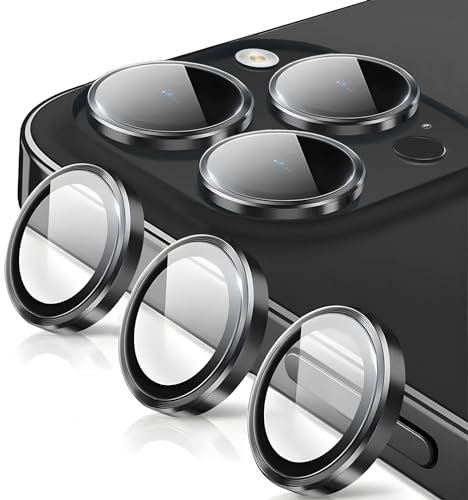 Oelrstfe Pellicola Fotocamera per iPhone 13 Pro/13 Pro Max,Posteriore Obiettivo Protezione Vetro Temperato,HD Trasparente Lente Schermo,Durezza 9H Anti-graffio Ultra Resistente Glitter Camera,Nero