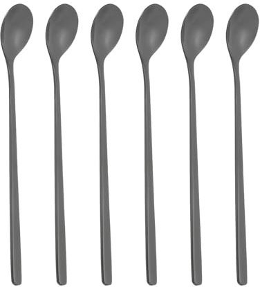 PATIKIL Cuchara Larga para Té Helado, 6 Unidades de 7 Pulgadas 304 Cucharas de Acero Inoxidable para Cócteles para Revolver Cócteles, Té Helado, Accesorios de Bar de Café, Negro