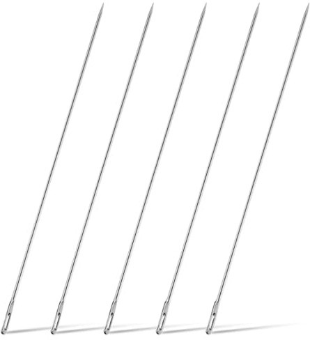 5 agujas de coser a mano de 12 pulgadas de largo, agujas de coser profesionales de ojo grande, agujas de tapicería de metal para lona, alfombra, cuero, manualidades, proyectos de reparación, costura