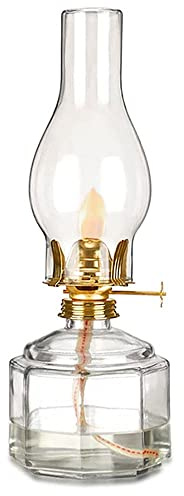 Lanterne vintage transparente à pétrole avec abat-jour en verre et mèches en coton - Grande capacité - Lampes tempête classiques pour intérieur et extérieur - Lanternes à combustion d'huile d'urgence
