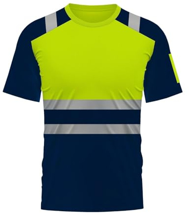 Camisetas de trabajo para hombre, de alta visibilidad, camiseta de advertencia, ligera, manga corta, alta visibilidad, reflectante, camisa de trabajo, transpirable, camiseta de verano, camiseta