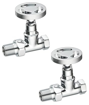 Keenware Milano Straight Industrial Style Radiator Valves: Chrome