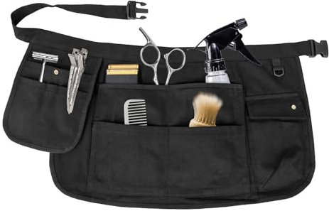 Half Apron Tool Pouch Belt Adjustable Garden Canvas Waist Bag with Multi Pockets Hairstylist Waist Belt Gardening Tool Waist Bag Belt for Hairdressers, Stylists