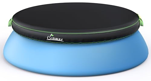 UIRWAY Poolabdeckung Rund 305 cm - Für Easy Set Pool, 420D Abdeckplane Pool mit Elastischem Band, 2 Reflektierenden Griffen, UV-beständig, Schwarz