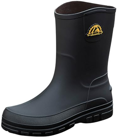 LCpddajlspig Herren Stiefel Schwarz, Gummistiefel Herren Extra Weit Regenstiefel Weitschaft Angelstiefel Stiefel rutschfeste Gummischuhe Regenschuhe Barfuß Gartenstiefel Reitstiefel Schwarz 40