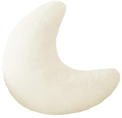 11.81 Plush Moon Pillow,Cute Decorative Throw Pillows for Kids and Adults,Moons Shaped Sleeping Pillow for Warm Companionship,Soft Plush Throw Cushions for Couch Bed Nursery (Moon, White, 30 * 30cm)