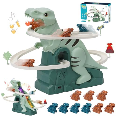 Dinosaurier Kletterspielzeug, Verbesserte Große Treppensteigen Spielzeug,Rennbahn Spielzeug für Kinder Achterbahn Spielzeug mit Musik Licht Intelligenz pädagogische Puzzle für Jungen Mädchen ab 3