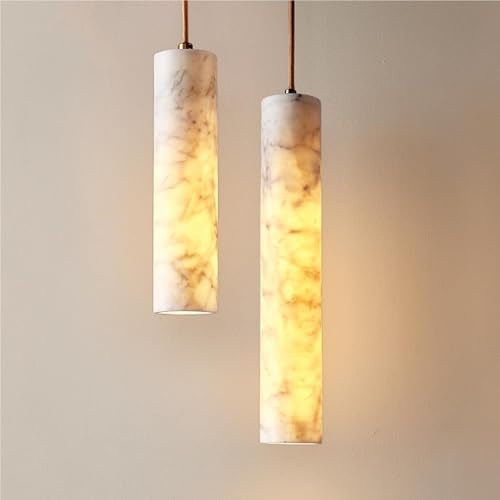 Lampada a Sospensione in Pietra Bianca di metà secolo, Lampada a Sospensione Moderna in Legno Nordico, lampadario in alabastro con Attacco E26/E27 per Isola Cucina, lavello, Sala da Pranzo, Camera da