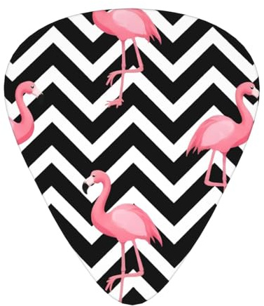 Retro Flamingo Chevron Zickzack Gitarrenplektren Geschenkset – glatte, langlebige Plektren für Akustik-, Elektro- und Bassgitarre, perfektes Geschenk für Gitarrenliebhaber und Musiker