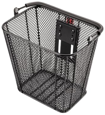 Cestino anteriore per bicicletta – 24,5 x 22 cm, compatibile con vestibilità universale | Cestelli portaoggetti in ferro e metallo per accessori da bicicletta con design sicuro, cesti per manubrio