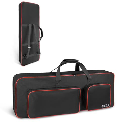 Keyboard Tasche für E-Piano, Gepolsterte 600D Wasserdichte Keyboard Tasche mit Rucksackgurten & Zubehörfach (61-Tasten-105×43.5×15.5-cm)