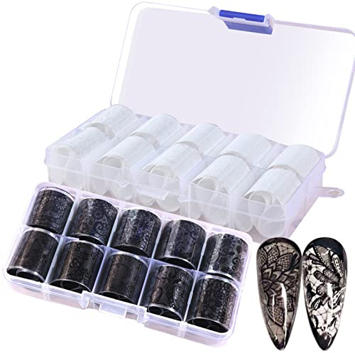 GZSYY överföringsfolie naglar nagelklistermärken spets nagelfolie nagelkonst 20 rullar nagelklistermärken gelnaglar tillbehör 2 stycken