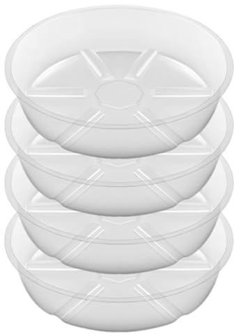 Agmoctz Paquete de 4 Platillos Transparentes para Plantas, Platillos de Plástico para Plantas de 8 Pulgadas, Bandeja para Plantas Más Gruesa, Maceta para Jardín Interior y Exterior