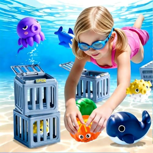 XUDUOO Swimming Pool Diving Toys, Seek & Find Kids Pool Games, Underwater Dive Rescue Swimming Toys, Summer Water Games Gift for Boys Girls Ages 6, 7, 8, 9, 10, 11